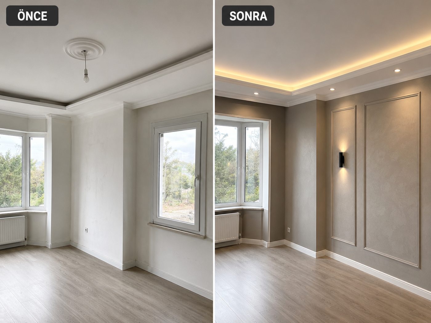 Sığacık iç cephe boya öncesi ve sonrası